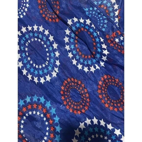 Unisex Patriotic Red White Blue Star Pattern Geometric Scarf - Picture 4 of 4